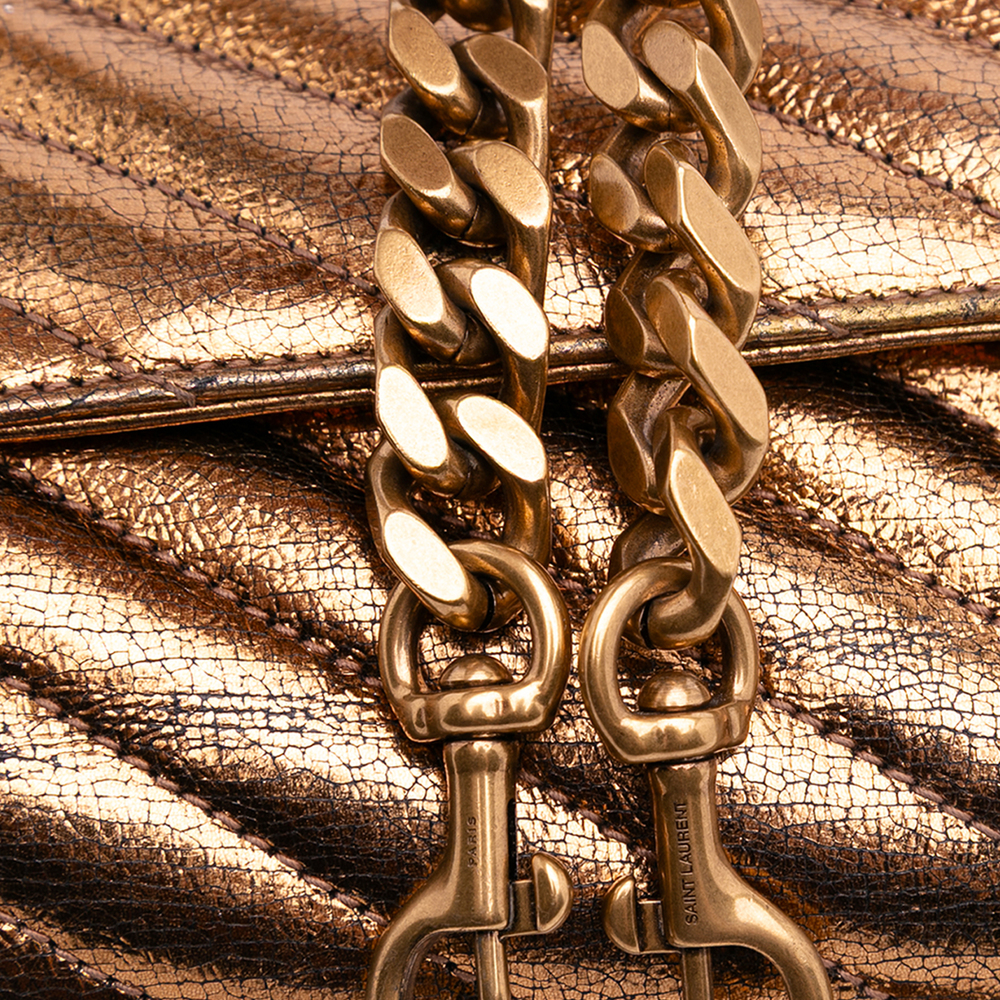 Pre-Loved Saint Laurent Medium Metallic Calfskin Chevron Monogram College Bag - Picture 12 of 12